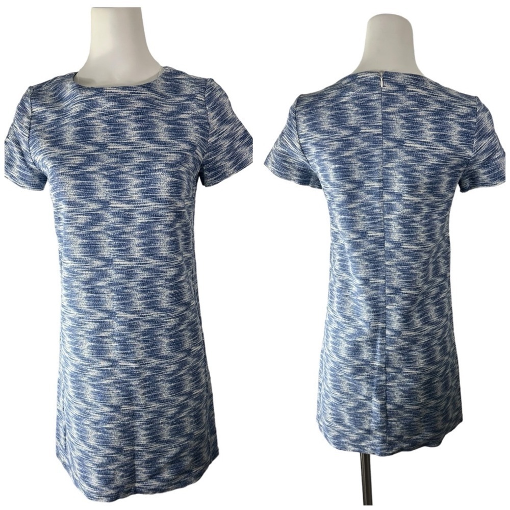Loft Cotton Blend Blue Shift Dress Size 4